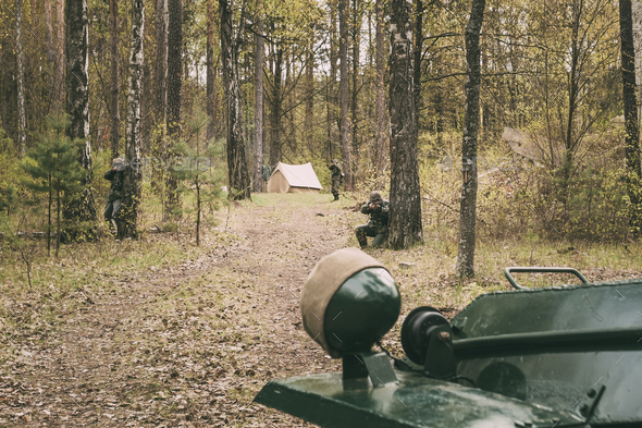 Unidentified Re-enactors Dressed As German Wehrmacht Infantry So - Stock Photo - Images