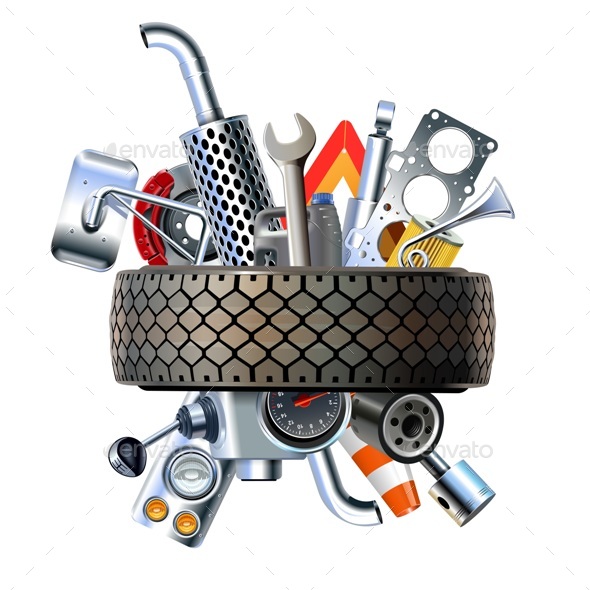 Vector Tire with Truck Spares - Industries Business