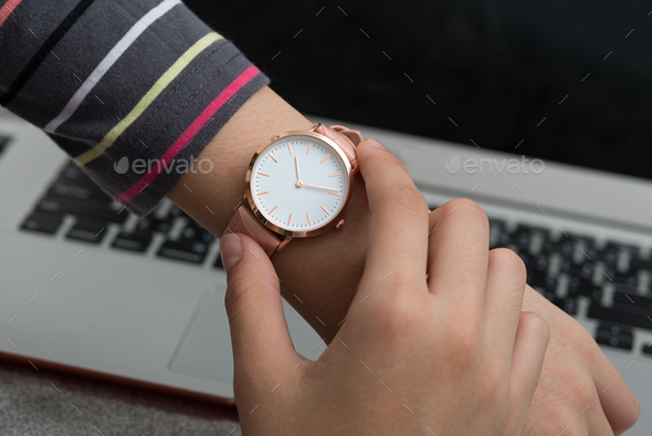 Girl hand with discount watch