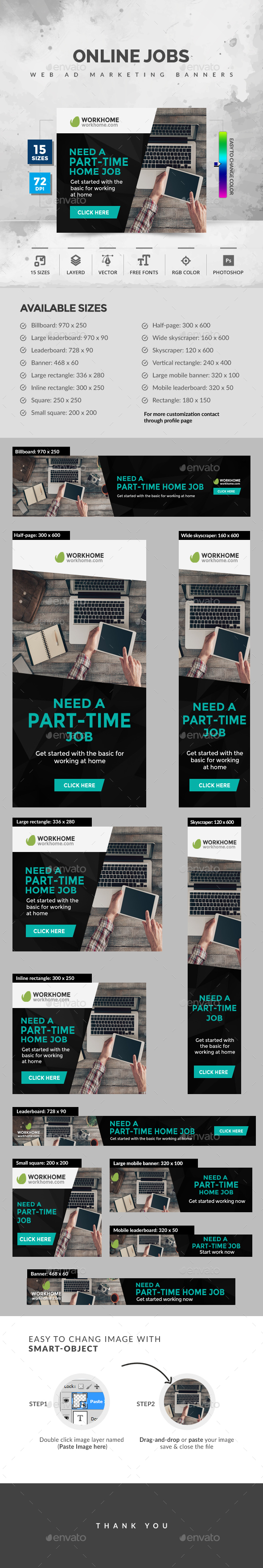 Online Jobs - Banners & Ads Web Elements