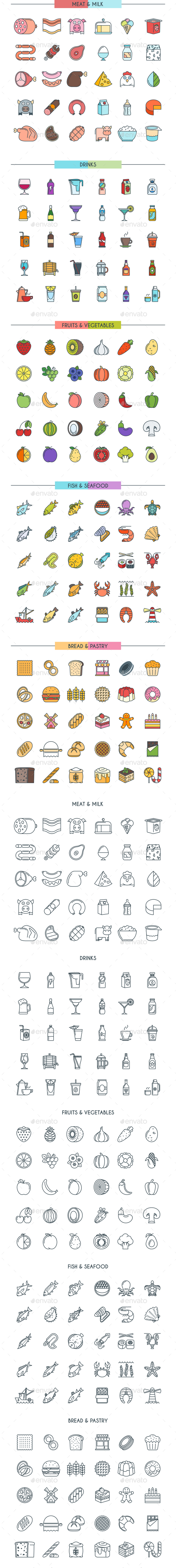 Food and Drinks Icons - Food Objects