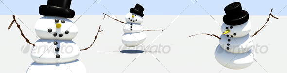 Dancing snowmen web banner - Scenes Illustrations