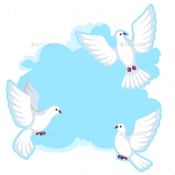 Background with White Doves - Animals Characters