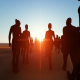 Silhouette people walking in the desert - VideoHive Item for Sale