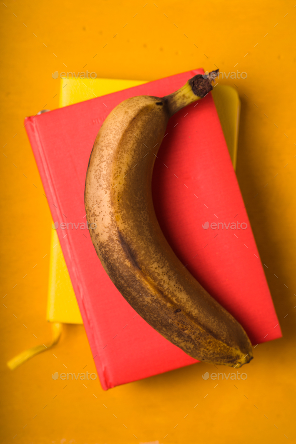 Banana on the colorful background top view - Stock Photo - Images