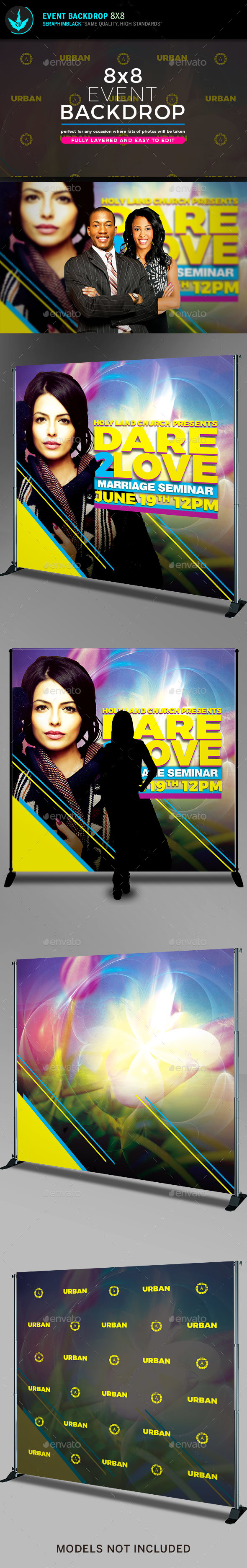 Dare 2 Love 8x8 Backdrop Template - Signage Print Templates