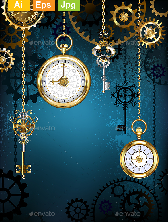 Design with Clocks and Gears - Backgrounds Decorative