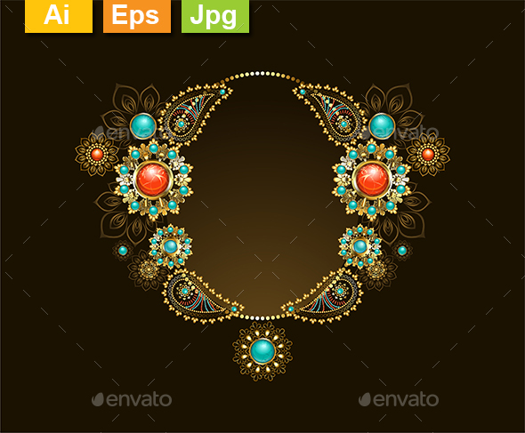 Frame with Ethnic Gold Jewelry - Borders Decorative