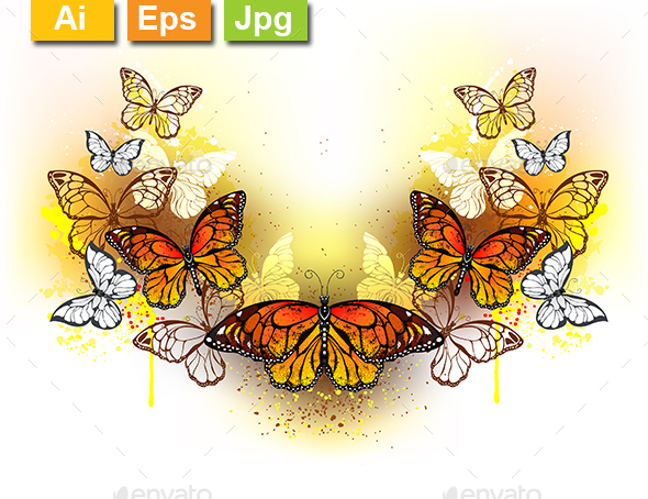 Symmetrical Pattern of Butterflies Monarchs - Animals Characters