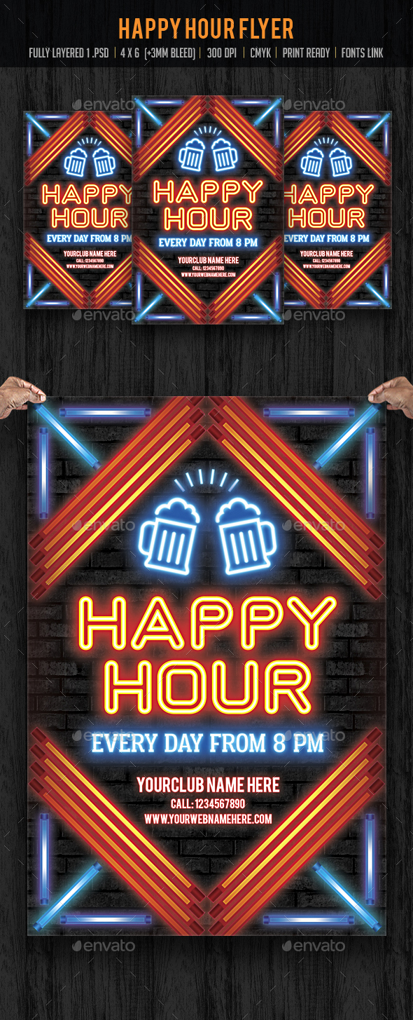 Happy Hour Flyer - Clubs & Parties Events