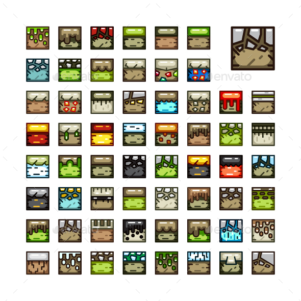 2D Tiles for Creating Video Games - Tilesets Game Assets