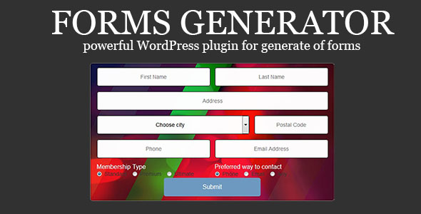 Forms Generator - powerful WordPress plugin for generate of forms - CodeCanyon Item for Sale