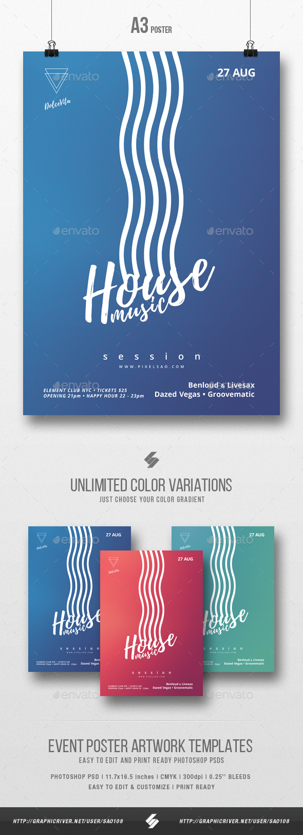 House Music Session - Minimal Flyer / Poster Template A3 - Clubs & Parties Events