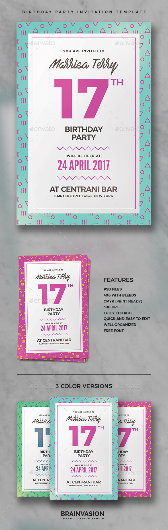 Birthday Party Invitation Template - Invitations Cards & Invites