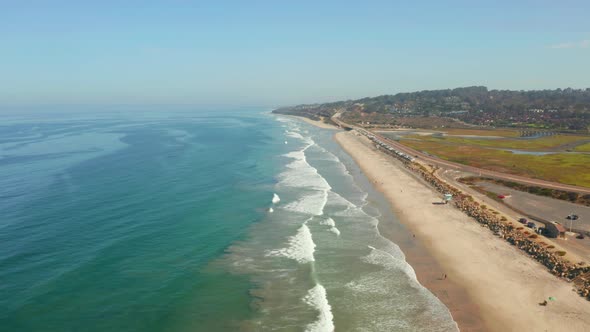 Aerial View of the Coastline Beach in San Diego in California By the Pacific alt