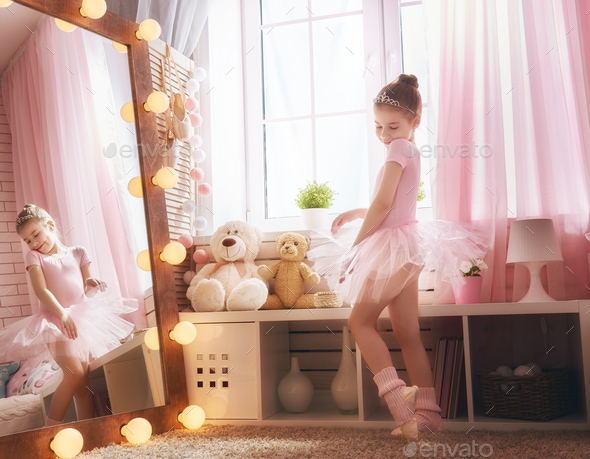 girl dreams of becoming a ballerina - Stock Photo - Images