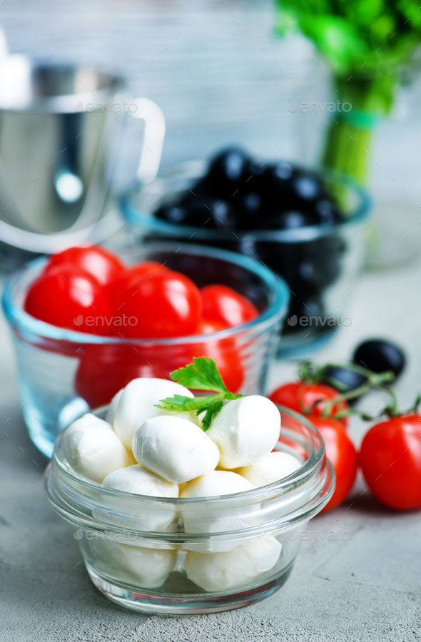 ingredients for caprese salad - Stock Photo - Images
