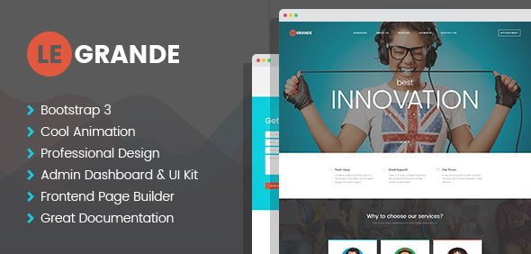 Excellent LeGrande - Corporate HTML Template with Visual Builder and Dashboard Pages