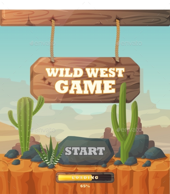 Start Screen for Wild West Web or Mobile Game - Objects Vectors