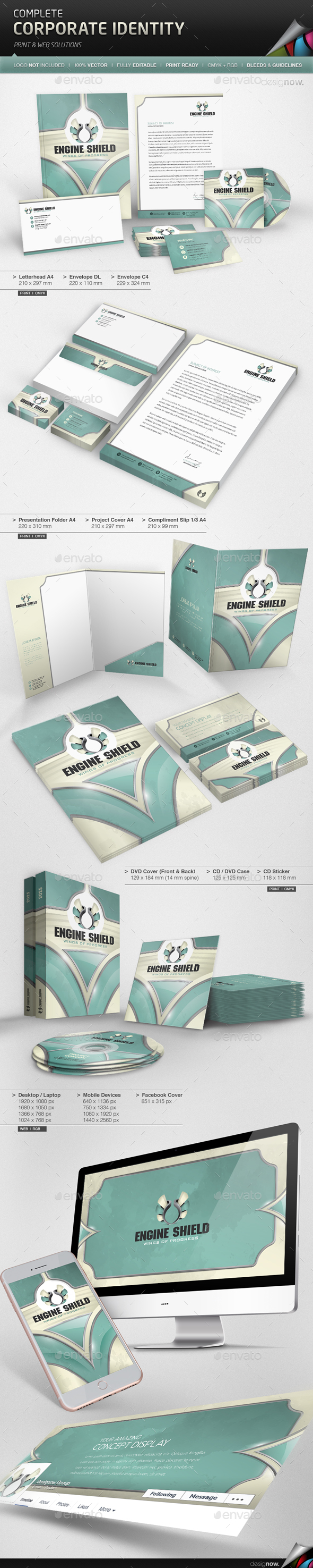 Corporate Identity - Wings Shield - Stationery Print Templates