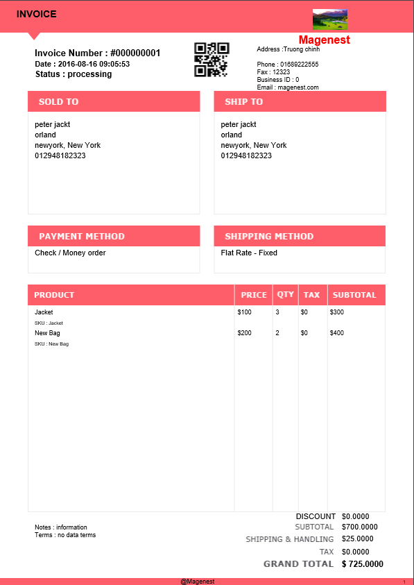 magento invoice template pdf