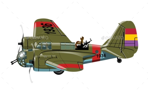 Cartoon Retro Bomber - Man-made Objects Objects