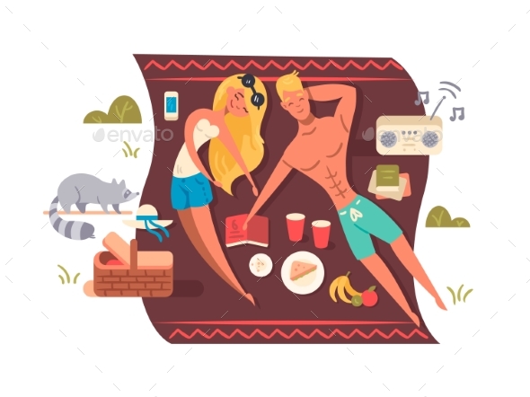 Picnic in Nature Park - People Characters