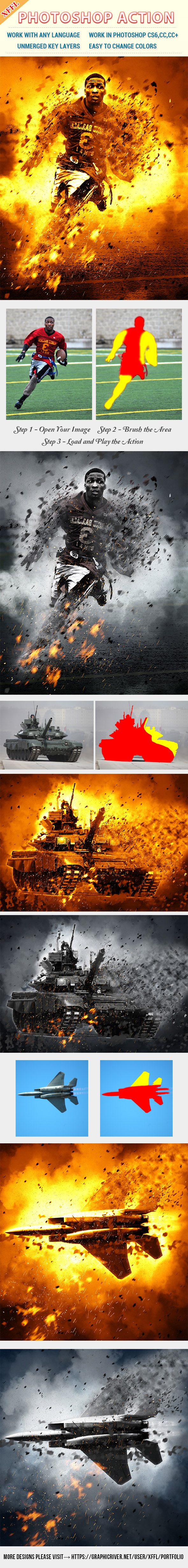 War Blast Scene Photoshop Action - Photo Effects Actions
