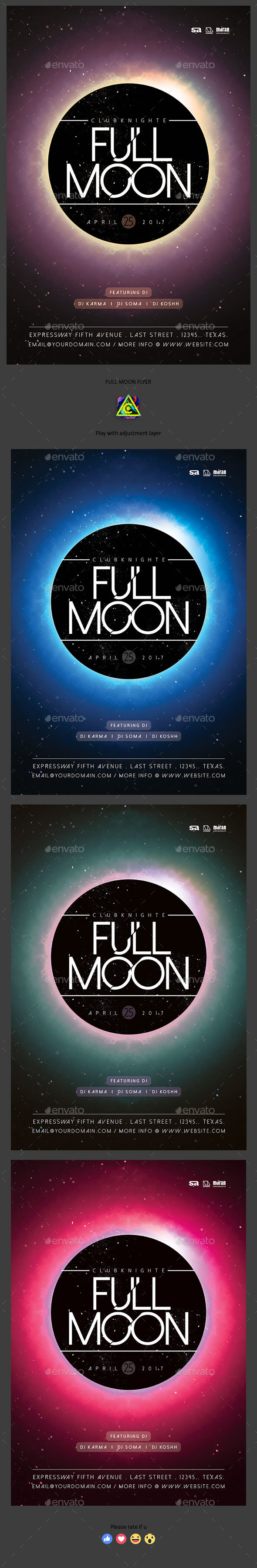 Full Moon Flyer - Clubs & Parties Events
