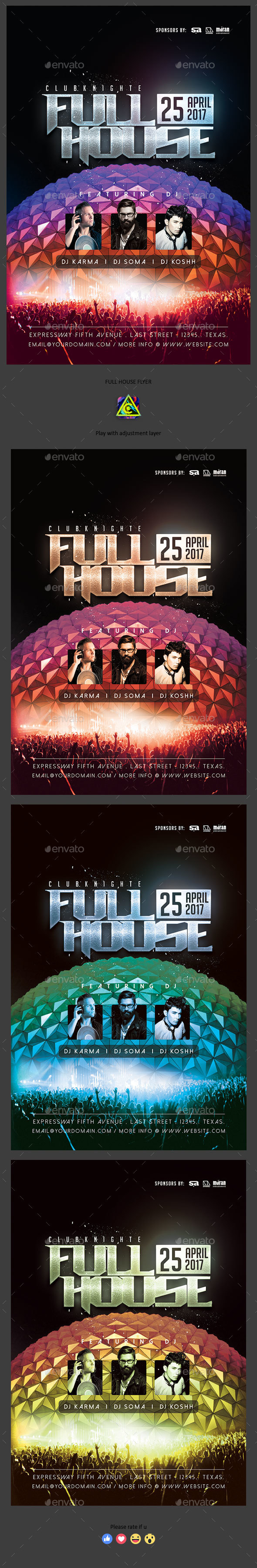 Full House Flyer - Clubs & Parties Events