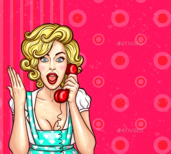Vector Pop Art Illustration of an Excited - People Characters