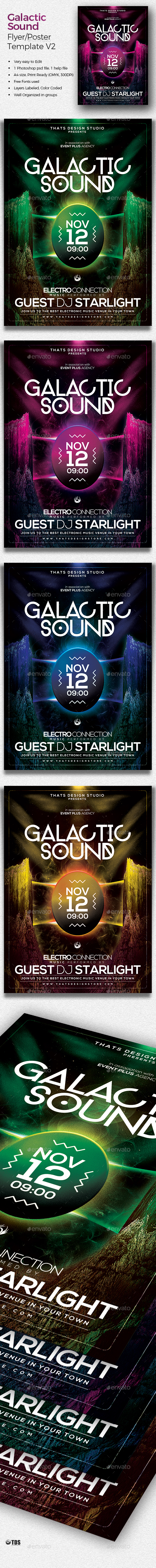 Galactic Sound Flyer Template V2 - Clubs & Parties Events