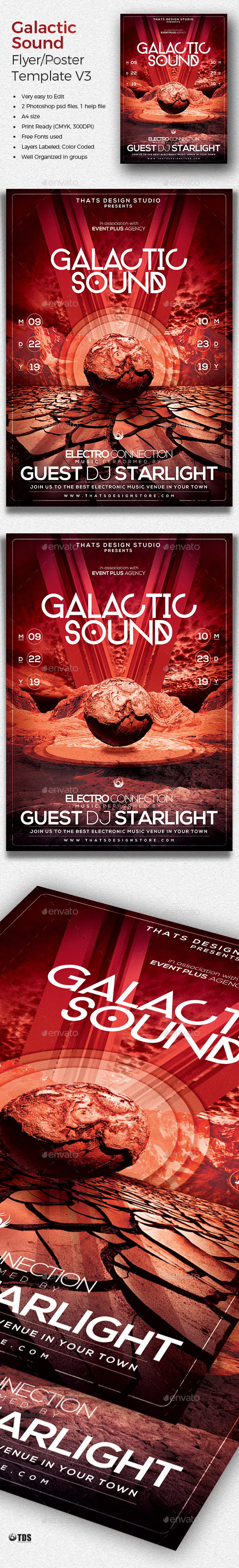 Galactic Sound Flyer Template V3 - Clubs & Parties Events