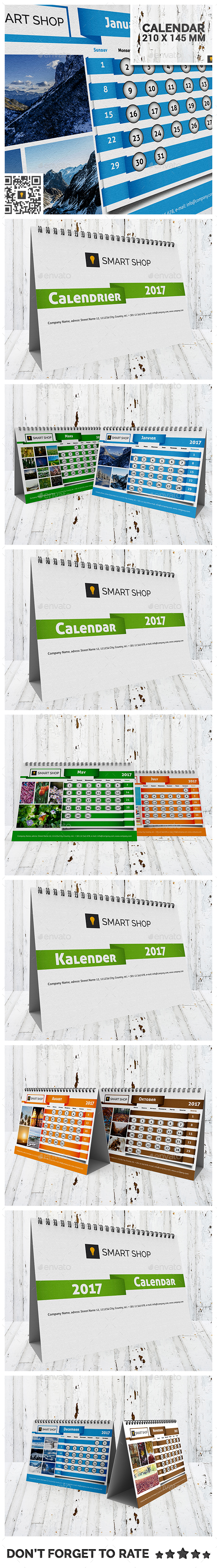 2017 Desktop Calendar Template - Calendars Stationery