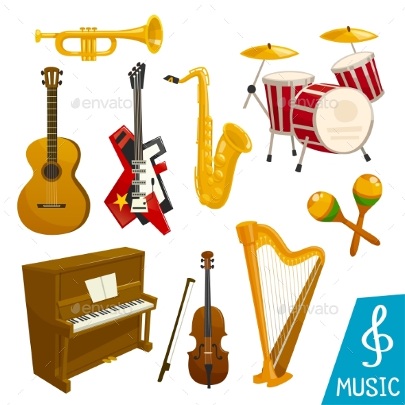 Musical Instruments Vector Isolated Icons - Objects Vectors