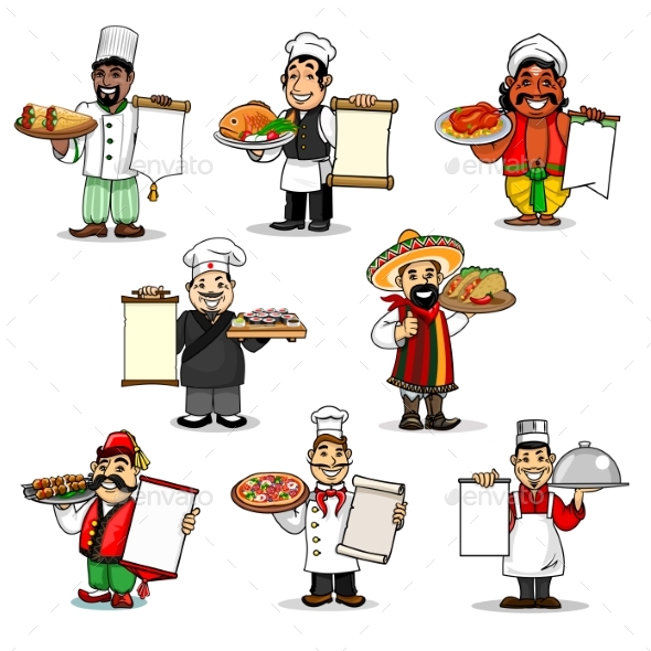 Chefs Vector Icons and Restaurant Menu - People Characters