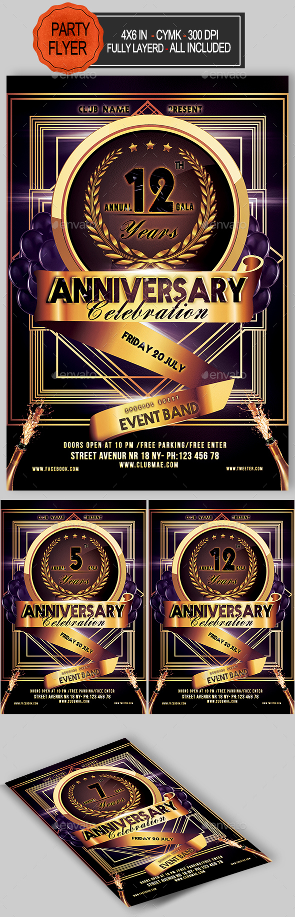 Anniversary Flyer - Clubs & Parties Events