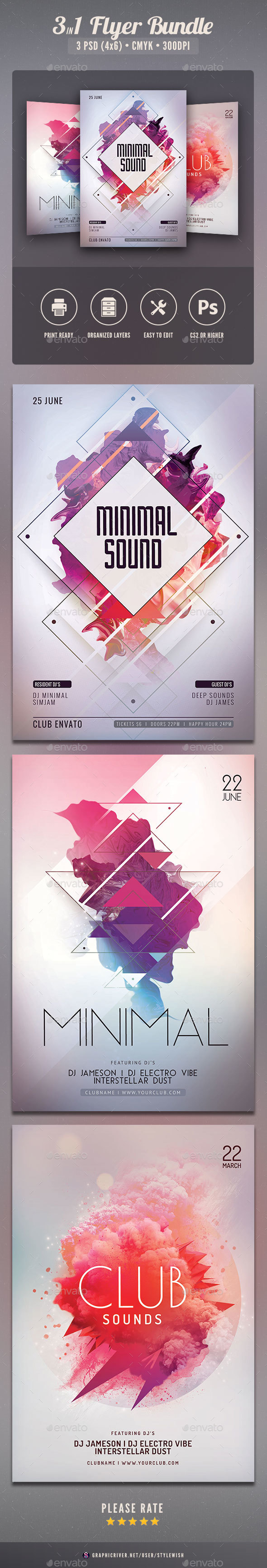 Minimal Flyer Bundle - Clubs & Parties Events