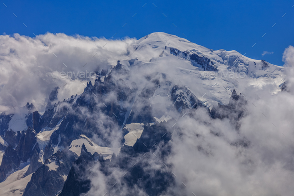 Mont Blanc massif in the French Alps - Stock Photo - Images