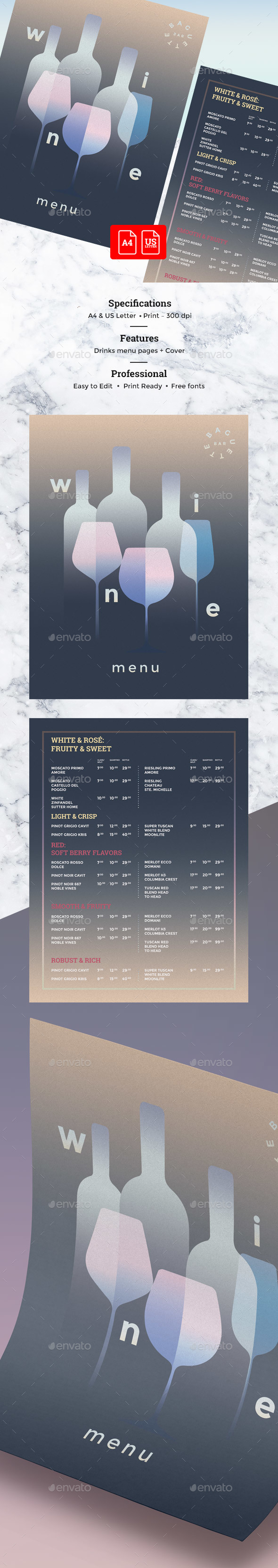 Wine Drinks Menu