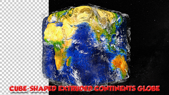 Cube-shaped Globe with Extruded Continents
