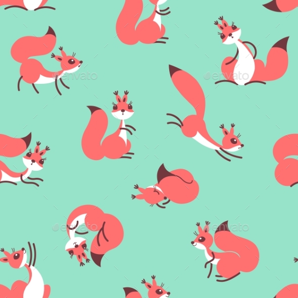 Little Cute Squirrels. Seamless Pattern for Gift - Animals Characters