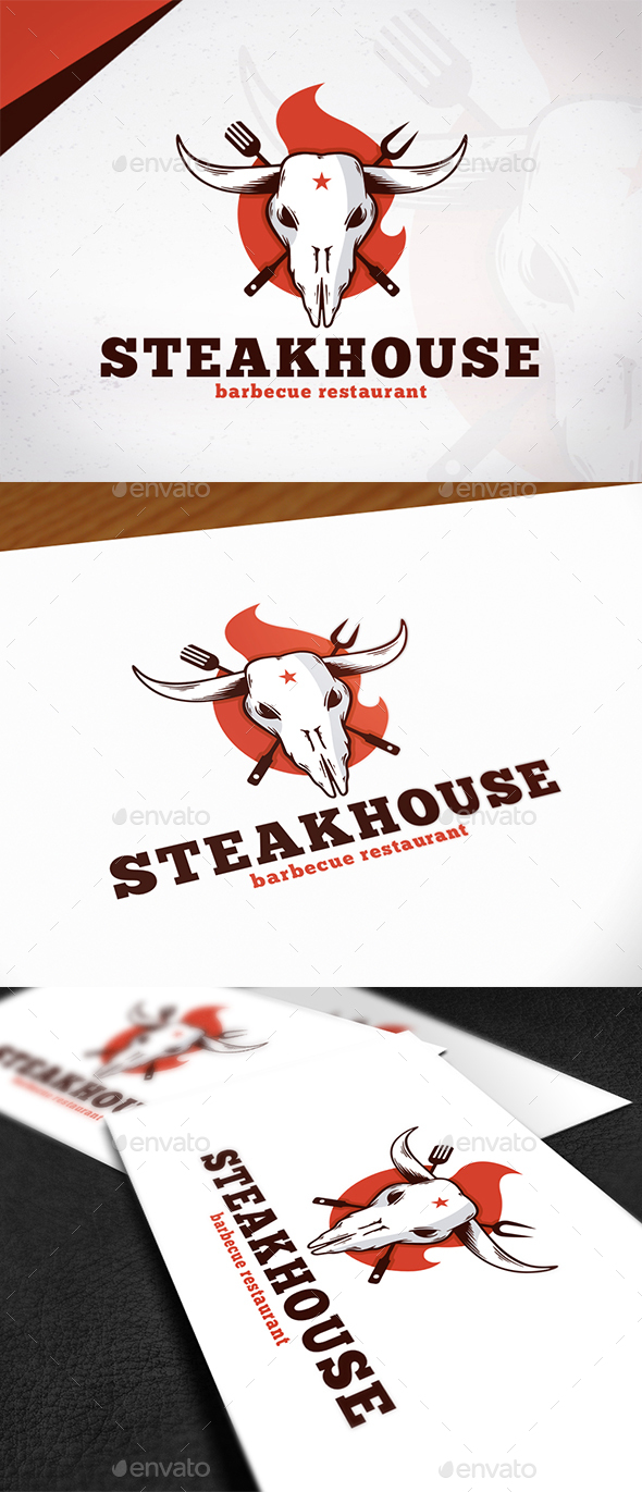 Steakhouse Bbq Logo Design - Restaurant Logo Templates
