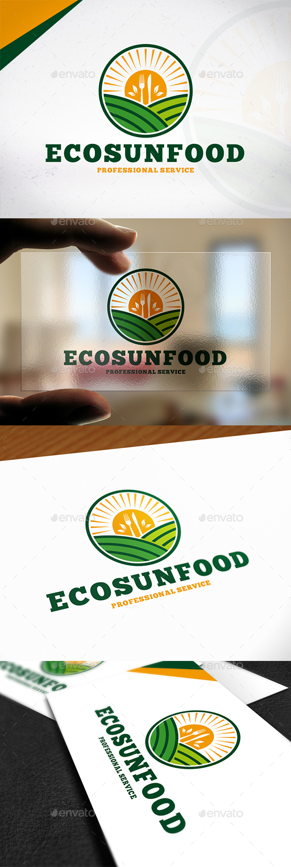 Eco Sun Food Logo - Nature Logo Templates