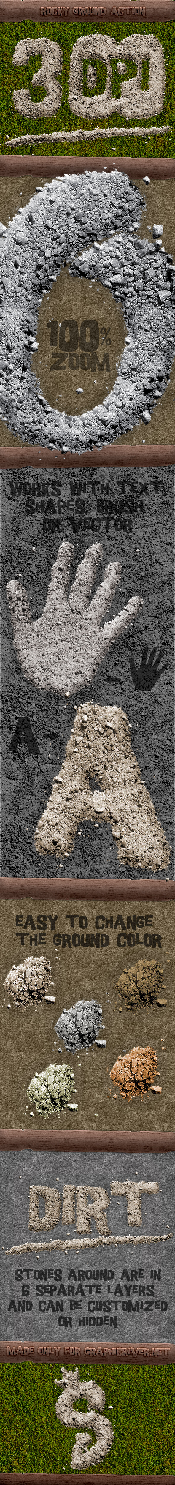 Rocky Ground Action - 300 DPI - Text Effects Actions