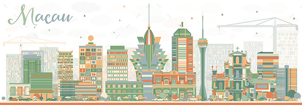 Abstract Macau Skyline with Color Buildings. - Buildings Objects