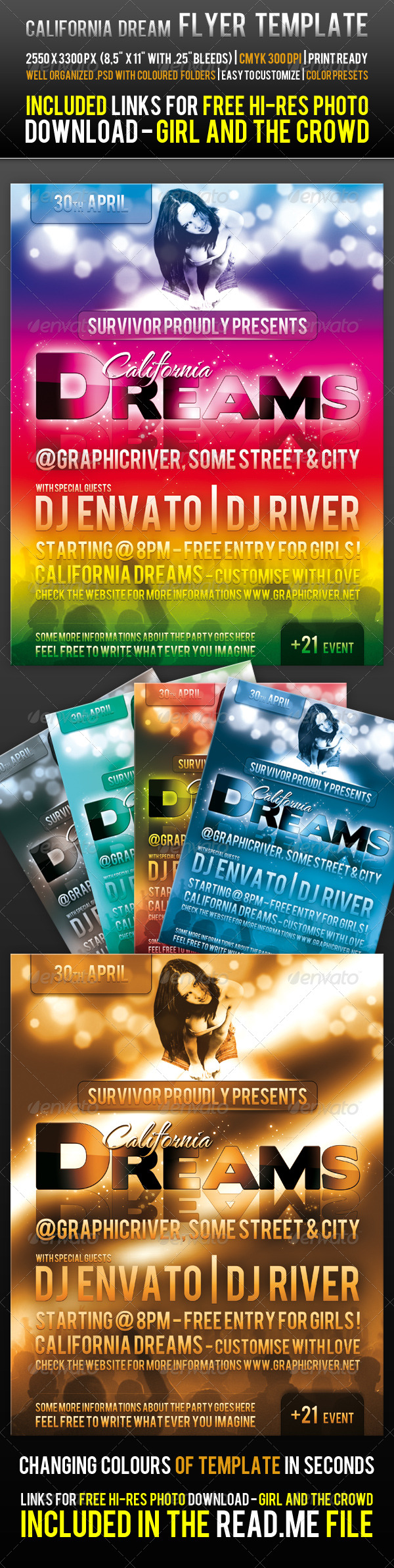 California Dream Flyer Template - Clubs & Parties Events