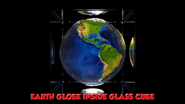 Earth Globe inside Glass Cube