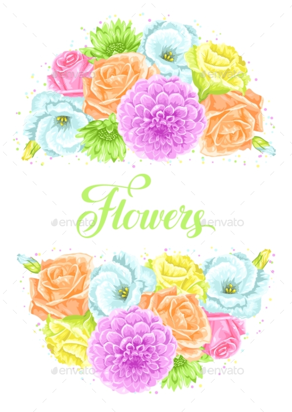 Invitation Card with Decorative Delicate Flowers - Flowers & Plants Nature