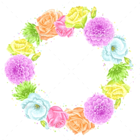 Decorative Frame with Delicate Flowers. - Flowers & Plants Nature